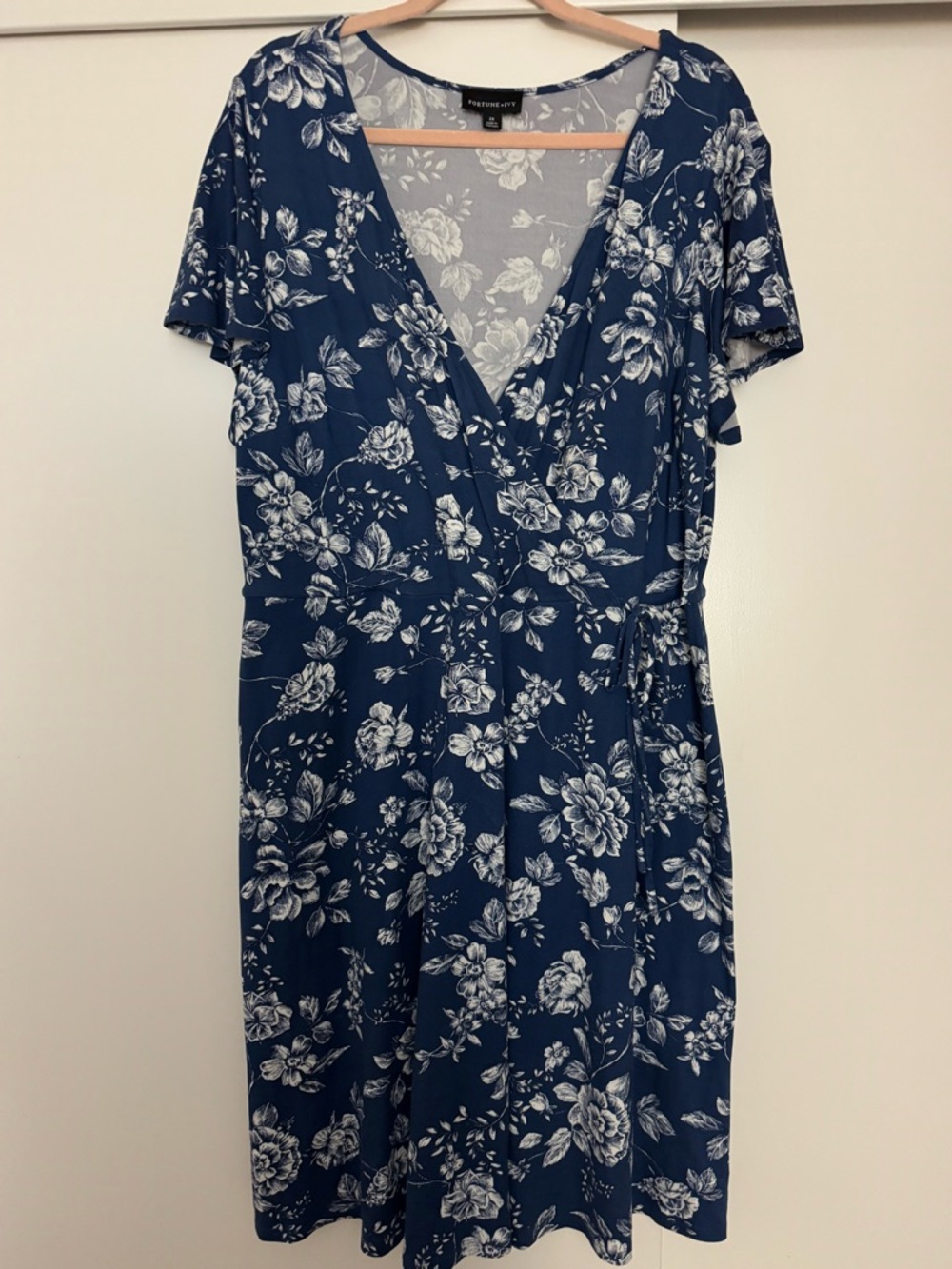 Papermoon Navy Floral Wrap-Style Midi Dress